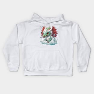 A cute dragon is smiling and sitting on the cloud Kids Hoodie